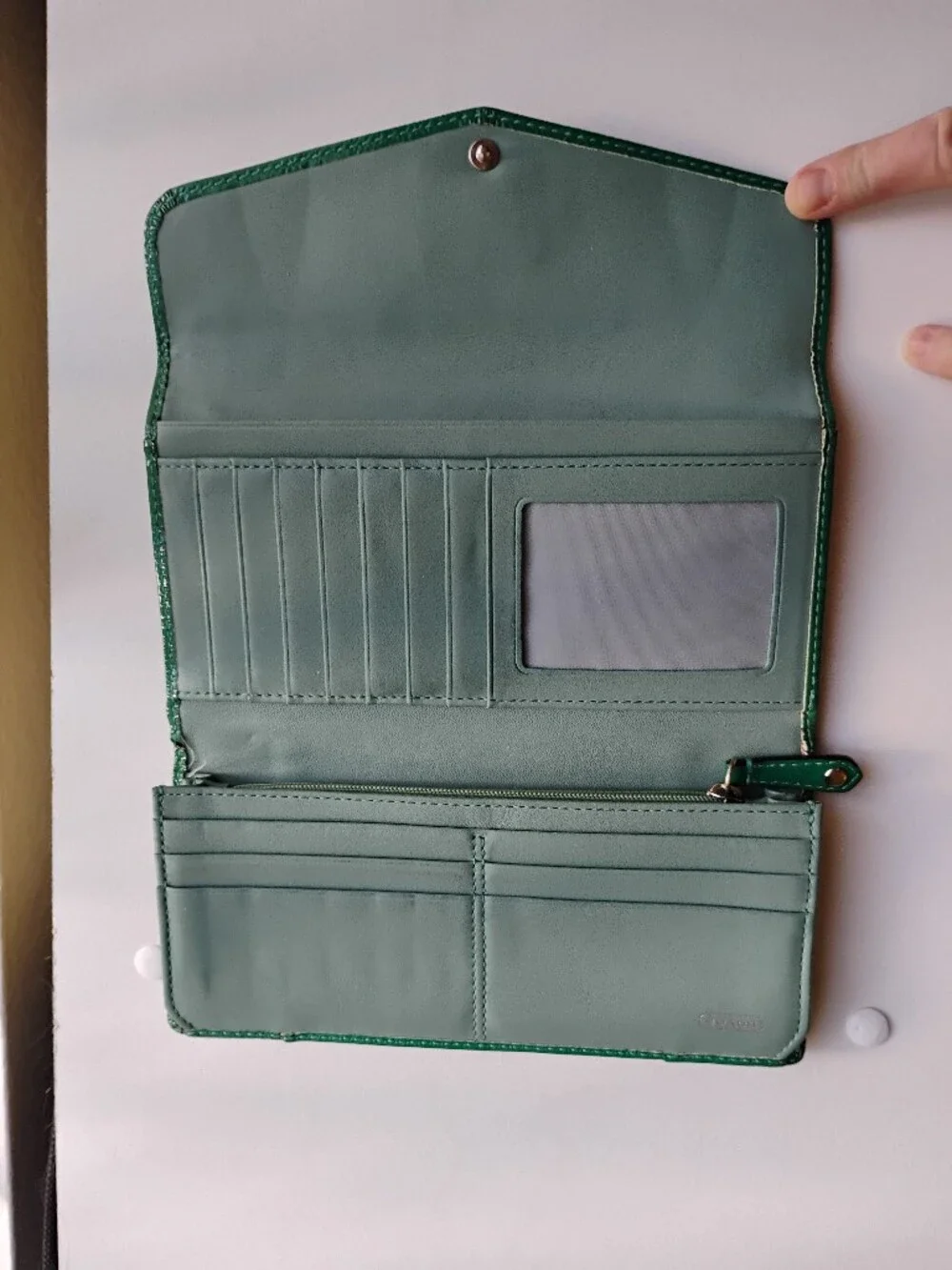 Coach Jade Patent Tri-Fold Wallet